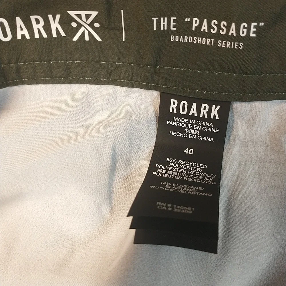 Roark Passage Primo 18 Island Time Boardshorts Dark Military Green Mens 40 RB429